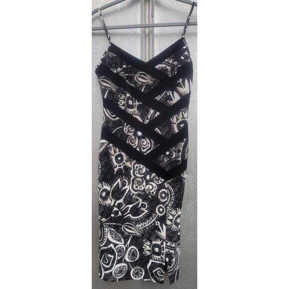 Joseph Ribkoff Black & Tan Floral Sheath Dress Size 4 - Picture 1 of 8